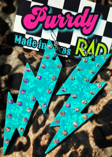 Turquoise ligtning bolt earrings