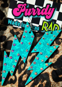 Turquoise ligtning bolt earrings