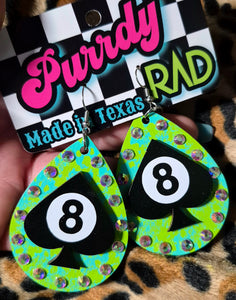 Spade 8 ball earrings