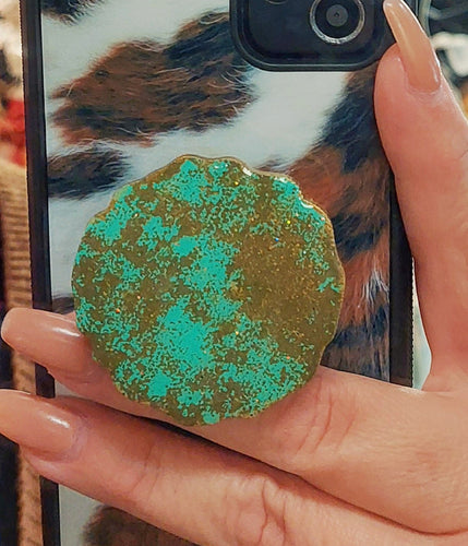 Turquoise agate slice phone grip